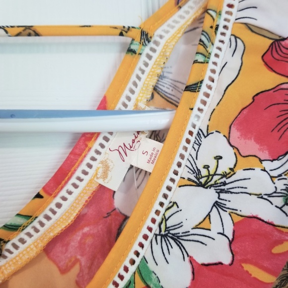 Misia Top NWT Size Small Yellow Multicolored Flora - Picture 4 of 6